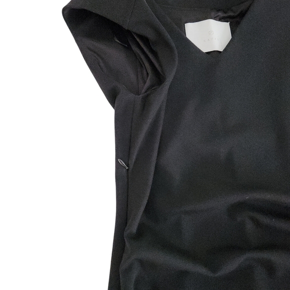 KAFFE India Ruched Black Mini Dress – V‑Neck Bodycon (M / 38) - Picture 6 of 12